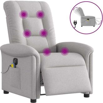 vidaXL Sill&oacute;n Reclinable De Masaje El&eacute;ctrico Tela Gris Nube Vidaxl