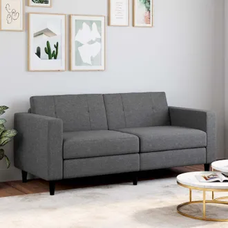 IDMarket Idmarket - Sof&aacute; Fijo De 3 Plazas Callie En Tejido Gris Antracita