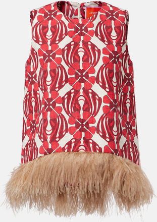 La DoubleJ Top La Scala in cotone con piume