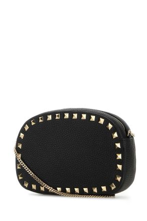 Valentino Garavani Womens Black Leather Rockstud Crossbody Bag Nero Calf - Bos Taurus Borse A Tracolla