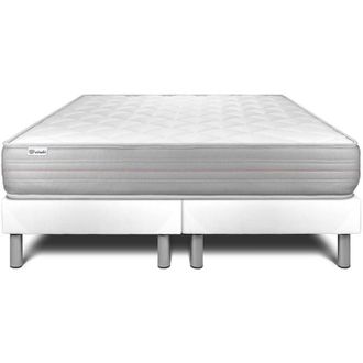 VITALIT Vitalit - Base Tapizada Blanco + Colch&oacute;n Con Espuma Viscoel&aacute;stica 2x90x200