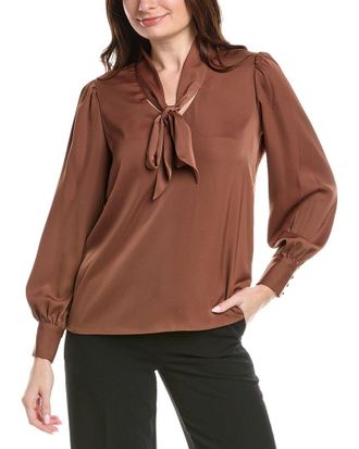 T Tahari Bow Neck Tie Blouse