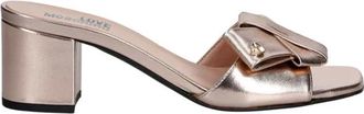 Love Moschino Low-heel Leather Slide - female - Love Moschino - Heeled Mules - Pink - 4 UK - Shoes