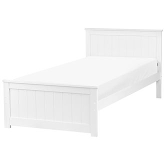 Beliani Cama Con Somier De Madera De Pino Mdf Minimalista Escandinavo 90 X 200 Cm Blanco Sabran