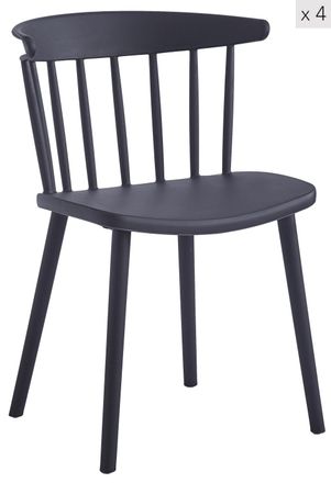 Nordlys Set 4 sillas escandinavas en polipropileno negro