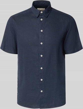 Blend Slim Fit Leinenhemd mit Viskose-Anteil Modell Bobby in Marine, Gr&ouml;&szlig;e 3XL