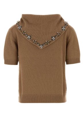 Prada Womens Camel Cashmere Sweater Cammello Exterior: Maglieria