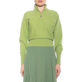 Alexia Admor Niko Quarter Zip Sweater in Sage at Nordstrom Rack, Size X-Small