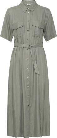 b.young Womens Short Sleeve Maxi Shirt Dress In Light Olive