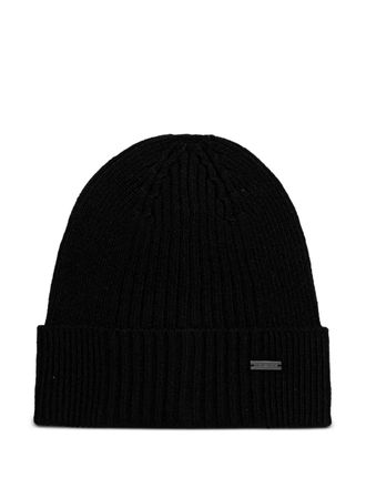 Michael Kors logo-plaque beanie hat - men - Fabric - One Size - Black