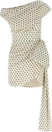 Self Portrait Polka Dot Satin Tie Side Mini Abiti Bianco/Nero-Donna
