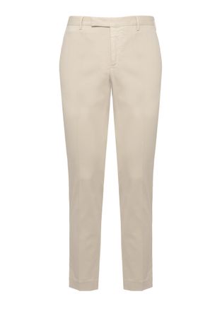Pantaloni Torino Beige Tailored Cotton Straight-Leg Pants