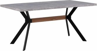 Beliani Beliani - Tavolo da Pranzo Effetto Cemento Gambe in Metallo Nero 160 x 90 cm Benson