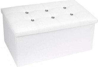 Trade Shop Trade Shop - Pouff Puff Pouf Contenitore Imbottito Portaoggetti Seduta Bianco 79438 76x38x35cm