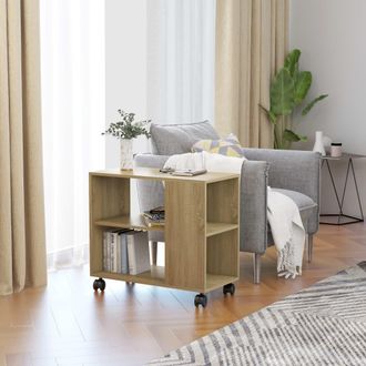 vidaXL Vidaxl - Mesa Auxiliar De Madera Contrachapada Color Roble 70x35x55 Cm