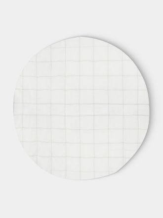 Volga Linen Botanical Double Hem-Stitch Linen Check Round Tablecloth (86.5in/2.2m)