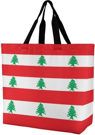 Generic Flag of Lebanon Tote Bag Reusable Grocery Shopping Bags Large Travel One Shoulder Handbag for Picnic Work