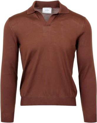 Gran Sasso V-hals Trui - Heren - Polos - Bruin - M - Wol - Tops