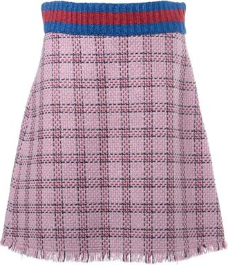 Gucci 2010-2016s tweed mini-rok met franje - Roze