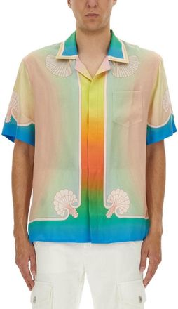 Casablanca Short-Sleeved Silk Shirt With Pastel Gradient
