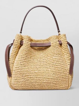 Tory Burch romy bucket tote bag crochet raffia