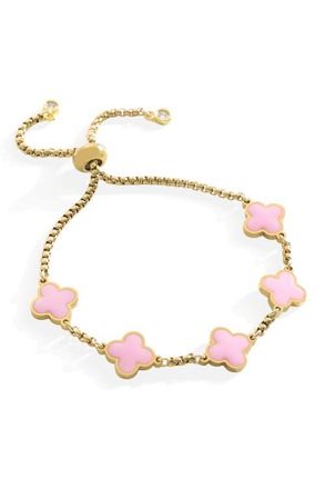 Mint & Lily Clover Enamel Bracelet in Pink Enamel at Nordstrom