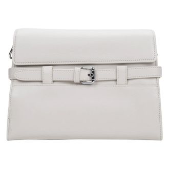 Estro & Luminara Leather Shoulder Bag with Decorative Buckle - female - Estro - Shoulder Bags - Beige - ONE SIZE - Bags
