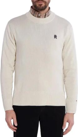 Tommy Hilfiger Trui met ronde hals - Heren - Ronde hals truien - Beige - XL - Katoen - Truien & Vesten