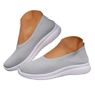 Generic Womens Slip On Tennis Shoes Mesh Knit Casual Walking Sneakers Lightweight Loafer Outdoor Athletic Workout Running Orthopedic Shoes Women Wide Woven Br