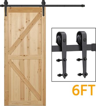 Yaheetech Yaheetech - Binario Per Porta Anta Scorrevole Esterno Interno Muro Kit Accessori Guida Ferramenta Anta Scorrevole Da Parete Rustico Portata 100 Kg 6ft