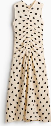 H&M Drapiertes Jerseykleid - Cremefarben/Polka Dots