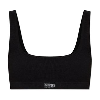 Maison Margiela Ondergoed, Dames, Zwart, L, Katoen, Logo Lingerie Top