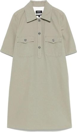 A.P.C. Selia Mini Jurk - Dames - Casual kleedjes - Groen - L - Katoen - Kleedjes