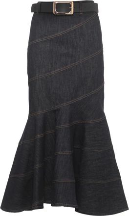 Self Portrait Rokken, Dames, Blauw, S, Denim, Denim Rok met Riem