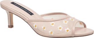 French Connection Nancy Mesh Embroidered Kitten Heel