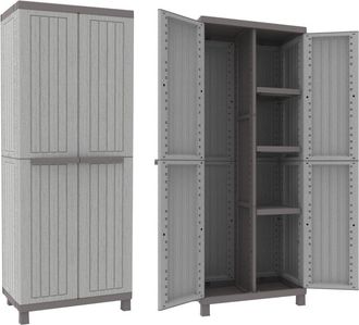 Terry Armario Alto De Resina Efecto Madera 4 Estantes Y Puertas Con Apertura De 180&deg; C-wood 3680