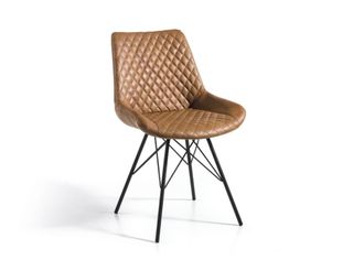 Pondecor Interiorismo Set 4 sillas MICHIGAN patas met&aacute;licas negras polipiel marr&oacute;n