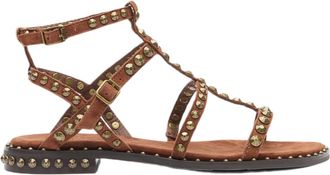 Ash Studded Flat Sandals With Ankle Strap And Cushioned Footbed