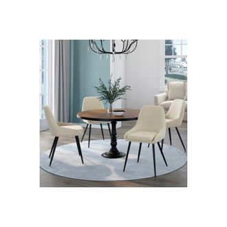 IDMarket Idmarket - Lote De 4 Sillas Thalya De Terciopelo Beige Con Medio Reposabrazos