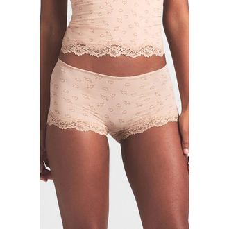 SKIMS Fits Everybody Lace Boy Short in Mica Sketched Hearts at Nordstrom, Size Xx-Small