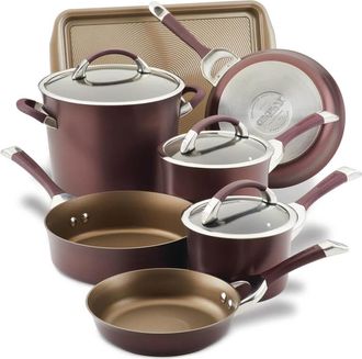 Circulon Circulon Symmetry Hard-Anodized Nonstick Cookware Induction Pots and Pans Set, 11-Piece, Chocolate