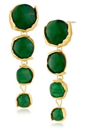 Jardin Graduated Sculpted Circle Linear Drop Earrings in Green/Gold at Nordstrom Rack