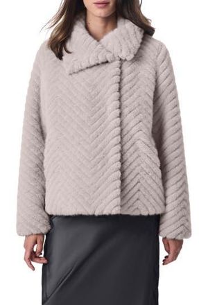 Bernardo Chevron Quilted Faux Fur Jacket in Grey at Nordstrom Rack, Size X-Large