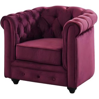 Vente-Unique Vente-unique - Poltrona chesterfield in velluto Porpora