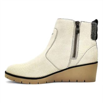 Revere Comfort Shoes Womens Amarillo Wedge Boots In Oyster Lizard