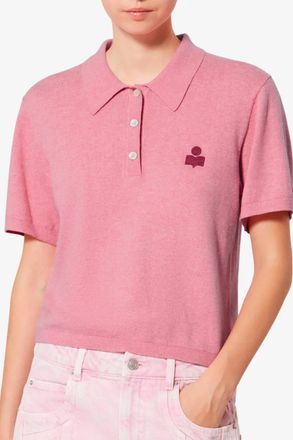Isabel Marant Althea Short Sleeve Polo Top In Bubblegum