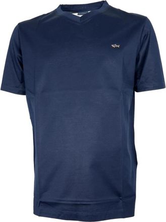 Paul & Shark Blauw Katoenen Interlock T-Shirt Metal Shark - Heren - T-shirts - Blauw - XL - Katoen - Tops