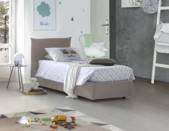 Talamo Italia Dmora - Cama Individual Dbut, Cama Contenedor Con Revestimiento De Tela, 100% Made In Italy, Apertura Frontal, Con Colch&oacute;n 80x190 Cm Incluido, T&oacute;rtola