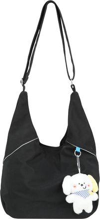 Generic Cymwer Nylon Fashion Shoulder Bag with Pendant Tote Bags for Women Work Shopping(Black) (Black)
