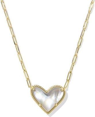 Kendra Scott Ari Heart Pendant Necklace in Gold Ivory Mother Of Pearl at Nordstrom